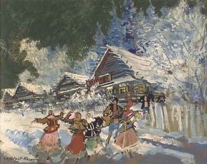 Dancers in the snow by Konstantin Alexeievitch Korovin