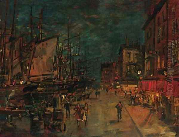 French Harbour-front by Night - view 1