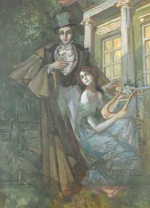 Pushkin and Muse by Konstantin Alexeievitch Korovin