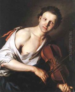 Young Man with a Violin 1690s by Jan Kupecky