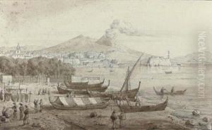 Figures On The Waterfrontat Naples by Harriet Cheney