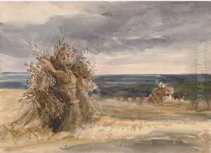 Gathering The Harvest From The
Fields Of Down Hall, Essex (illustrated); And View Near Down Hall, Essex by Harriet Cheney