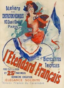 Plakat: Bicyclettes Et Tricycles L'etendard Francais by Jules Cheret