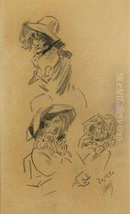 Trois Etudes De Femmes Au Chapeau