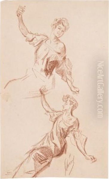 Deux Femmes Les Bras Ecartes - view 1