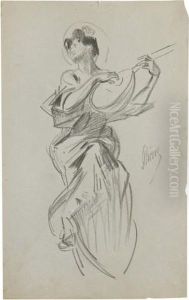 Joueuse De Mandoline by Jules Cheret