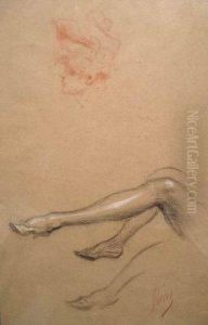 Etude De Jambe Et Profil De Femme by Jules Cheret