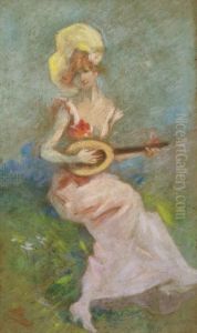 La Jeune Joueuse De Mandoline by Jules Cheret