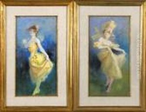 Elegante A La Robe Jaune by Jules Cheret