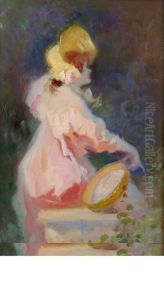 Jeune Elegante Dans Le Parc by Jules Cheret