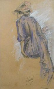 Femme Assise De Dos by Jules Cheret