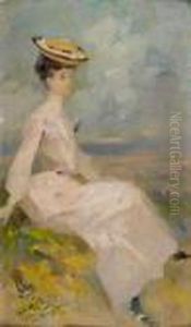 Elegante Dans Un Paysage