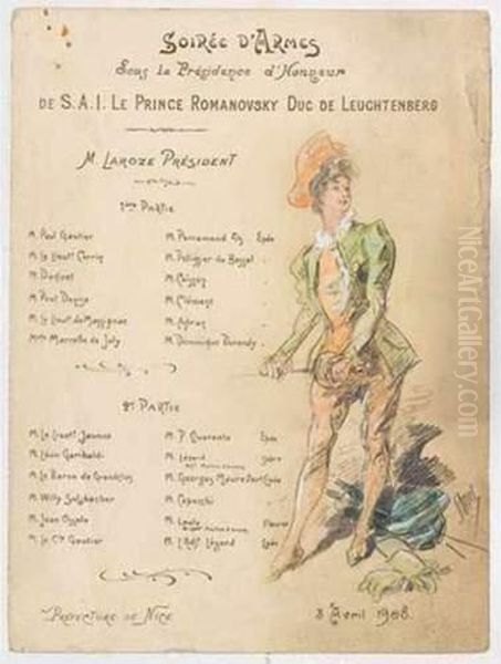Programme D'une Soiree D'armes, Donnee Sous La Presidence D'honneur
 De Son Altesse Imperiale Le Prince Romanovski, Duc De Leuchtenberg.
 Prefecture De Nice, 3 Avril 1908. - view 1