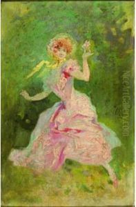Jeune Fille A La Fleur by Jules Cheret