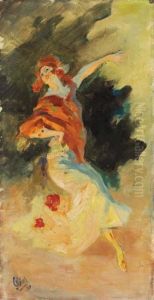Danseuse Au Chale Rouge 1909 by Jules Cheret