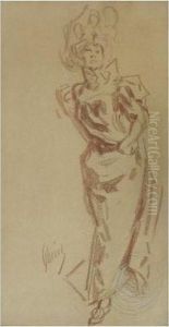 Attribue A Portrait D'elegante by Jules Cheret