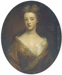 Portrait of a lady, half-length, in a brown dress