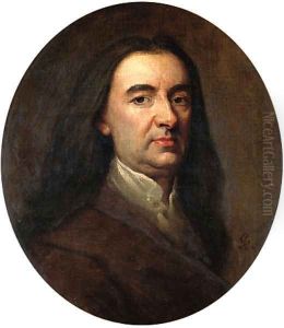 Portrait of a Gentleman, bust-length, in a brown coat and white shirt by Sir Godfrey Kneller