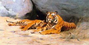 Tigers Resting by Wilhelm Kuhnert