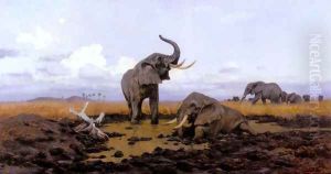 In The Twilight, Elephants by Wilhelm Kuhnert