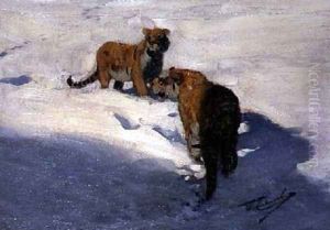 Siberian Tigers in the Snow by Wilhelm Kuhnert
