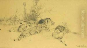 Lion Group by Wilhelm Kuhnert