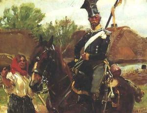 Uhlan and Girl by Wojciech Kossak