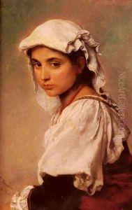A Portrait Of A Tyrolean Girl by Ludwig Knaus