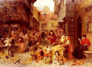 In the Shtetl by Ludwig Knaus