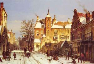 A Dutch Village In Winter by Willem Koekkoek