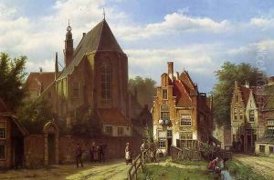 Figures in a Dutch Town by Willem Koekkoek