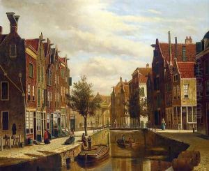 A Morning Walk by a Dutch Canal by Willem Koekkoek