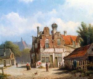 Houses Along A Village Street In Summer by Willem Koekkoek