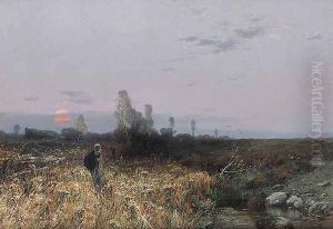 Autumn Landscape at Sunset by Roman Kochanowski