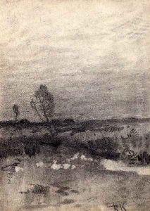 Geese at the River by Roman Kochanowski