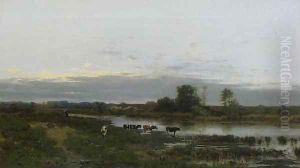 Evening Landscape at the River by Roman Kochanowski