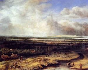 An Extensive Landscape with a Hawking Party by Philips Koninck