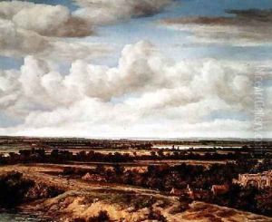 An Extensive Landscape with a Road by a River by Philips Koninck