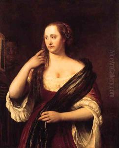 A Vanitas A lady at her toilet