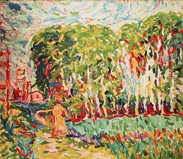 A Woman in a Birch Wood - view 1