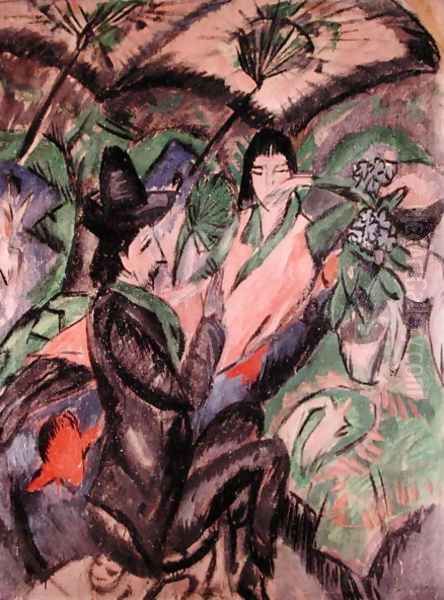 Couple Under a Japanese Umbrella - view 1
