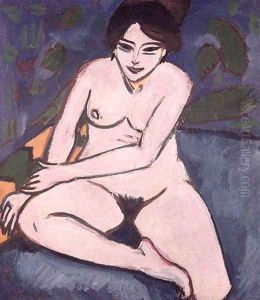 Model on Blue Ground by Ernst Ludwig Kirchner