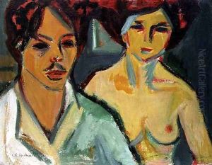 Self Portrait with Model by Ernst Ludwig Kirchner