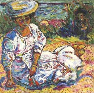 Frauenbildnis in weissem Kleid by Ernst Ludwig Kirchner