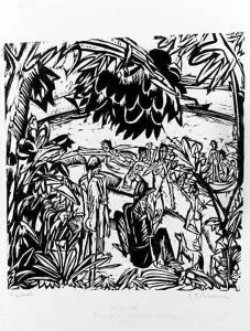Badeszene unter berhngenden Baumzweigen by Ernst Ludwig Kirchner