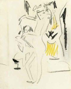 Stehende Franzi im Atelier by Ernst Ludwig Kirchner