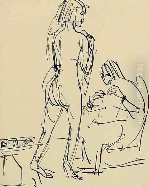 Stehender und sitzender Akte im Atelier - view 1