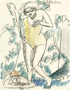 Zwei Badende by Ernst Ludwig Kirchner