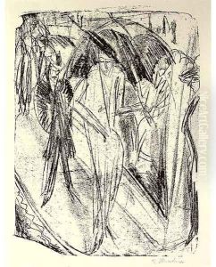 Dame im Regen (Dube L 248) by Ernst Ludwig Kirchner