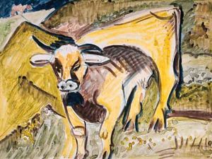 Kuh in Landschaft by Ernst Ludwig Kirchner